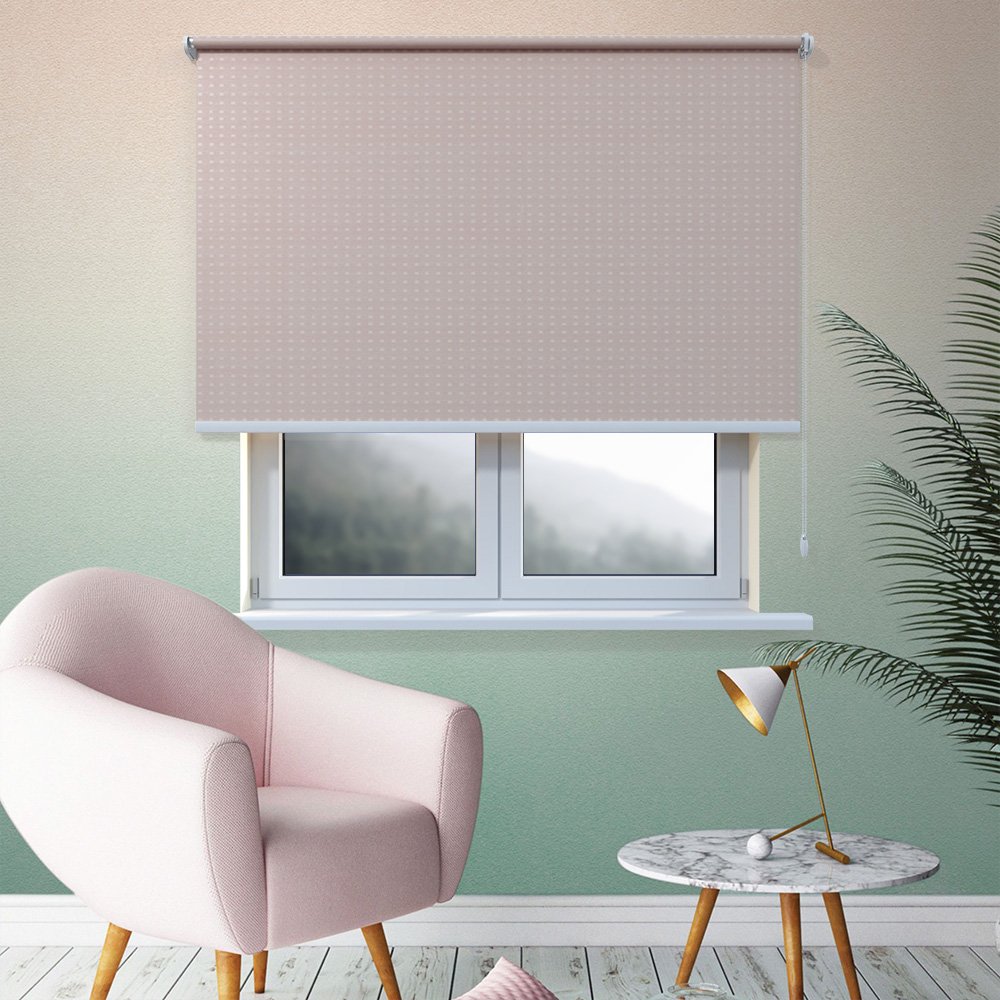 Рулонная штора «Toledo» ø28 фурнитура Белая. Ткань коллекции «Квадро» Мокка