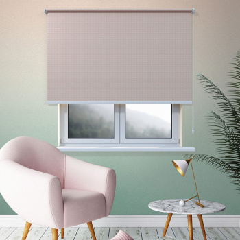 Рулонная штора «Toledo» ø28 фурнитура Белая. Ткань коллекции «Квадро» Мокка