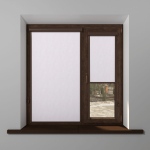 Рулонная штора «UNI 2» фурнитура Коричневая. Ткань коллекции «Родонит» Белый