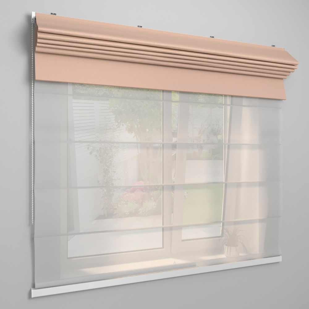 Римская штора «День-ночь» индивидуальный размер ткань «Валенсия» Blackout Бежевый