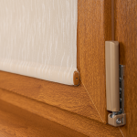 Рулонная штора «Мини» фурнитура Золотой дуб. Ткань коллекции «Лазурь» Бежевый