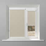 Рулонная штора «UNI 1» фурнитура Белая. Ткань коллекции «Плэин» Silver Blackout Айвори