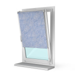 Рулонная штора «Мини» фурнитура Белая. Ткань коллекции «Шелк» Голубой