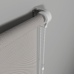 Рулонная штора «Стандарт» фурнитура Белая. Ткань коллекции «Скрин Виши» Бело-серый