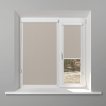 Рулонная штора «UNI 1» фурнитура Белая. Ткань коллекции «Лен» Blackout Темно-бежевый