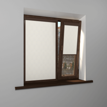 Рулонная штора «UNI 2» фурнитура Коричневая. Ткань коллекции «Пандора» Жемчуг (компл. Bestа)