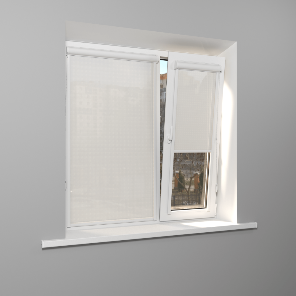 Рулонная штора «UNI 2» фурнитура Белая. Ткань коллекции «Скрин Витара» Белый