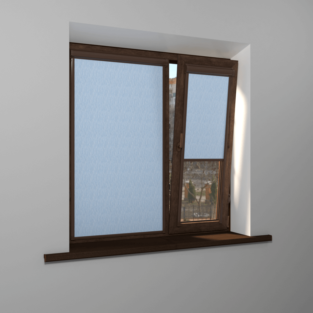 Рулонная штора «UNI 2» фурнитура Коричневая. Ткань коллекции «Лазурь» Голубой