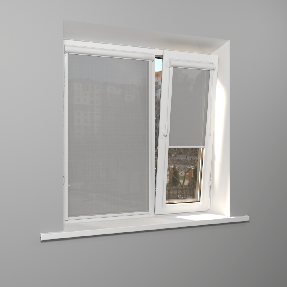 Рулонная штора «UNI 2» фурнитура Белая. Ткань коллекции «Скрин Витара» Серый