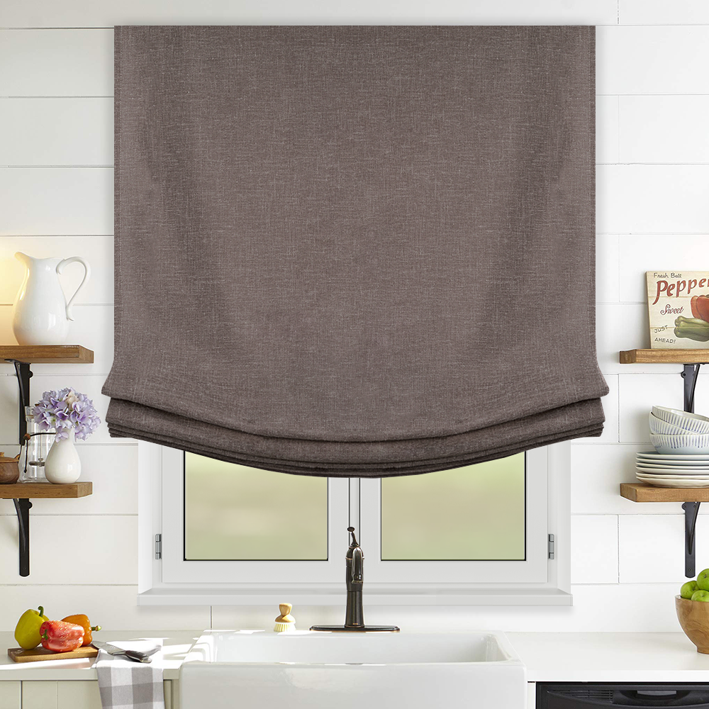 Римская штора Relax с мягкими складками индивидуальный размер «Лен» Шоколад