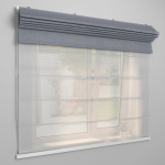 Римская штора «День-ночь» белый подъем. мех. «Лен» Серо-синий («Твинс One Touch» L=170 см H=170 см)