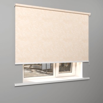 Рулонная штора «Moncada» ø38 фурнитура Белая. Ткань коллекции «Шелк» Кремовый