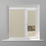 Рулонная штора «UNI 2» фурнитура Белая. Ткань коллекции «Плэин» Silver Blackout Айвори