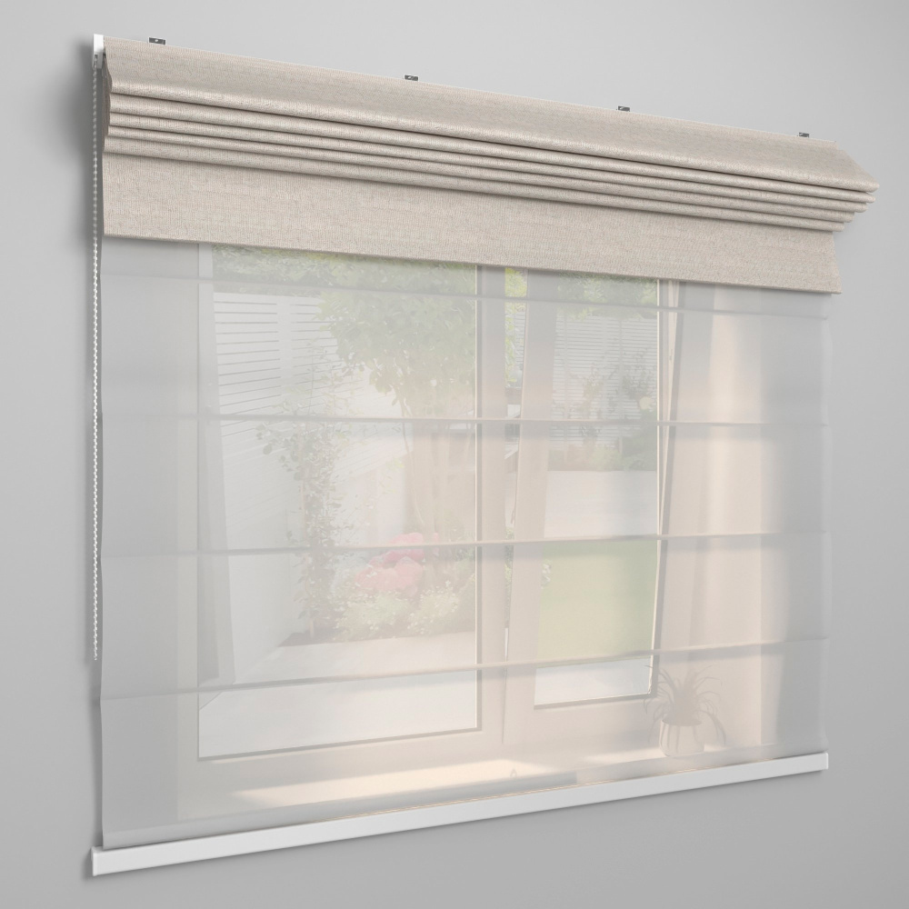 Римская штора «День-ночь» индивидуальный размер ткань «Лен» Молочно-кремовый