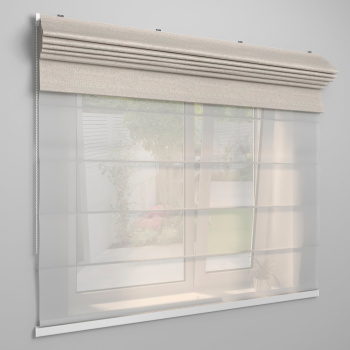 Римская штора «День-ночь» белый подъем. мех. инд.размер «Лен» Молочно-кремовый («Твинс One Touch»)