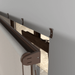 Рулонная штора «MGS» фурнитура Коричневая. Ткань коллекции «Лен» Темно-бежевый