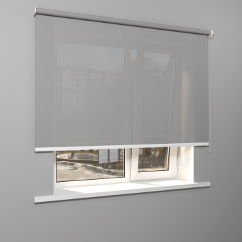 Рулонная штора «Moncada» ø38 фурнитура Белая. Ткань коллекции «Скрин Витара» Серый