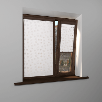 Рулонная штора «UNI 2» фурнитура Коричневая. Ткань коллекции «Одуванчик» Белый (компл. Bestа)