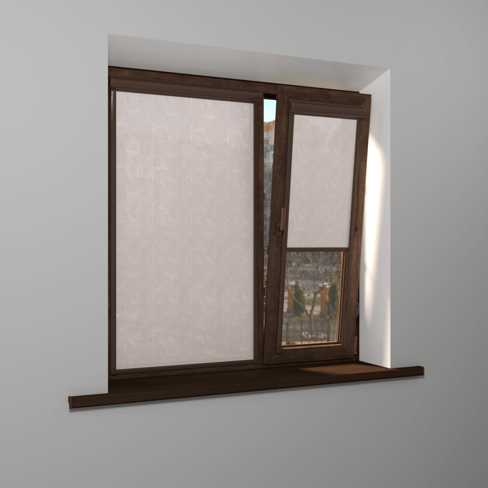 Рулонная штора «UNI 2» фурнитура Коричневая. Ткань коллекции «Родонит» Муссон