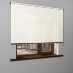 Рулонная штора «MGS» фурнитура Коричневая. Ткань коллекции «Пандора» Жемчуг глянец