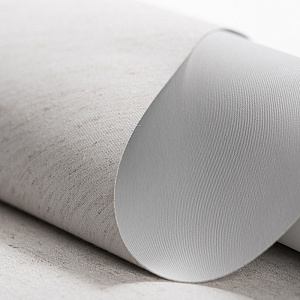 Рулонная штора «Мини» фурнитура Белая. Ткань коллекции «Лен» Blackout Бежевый 