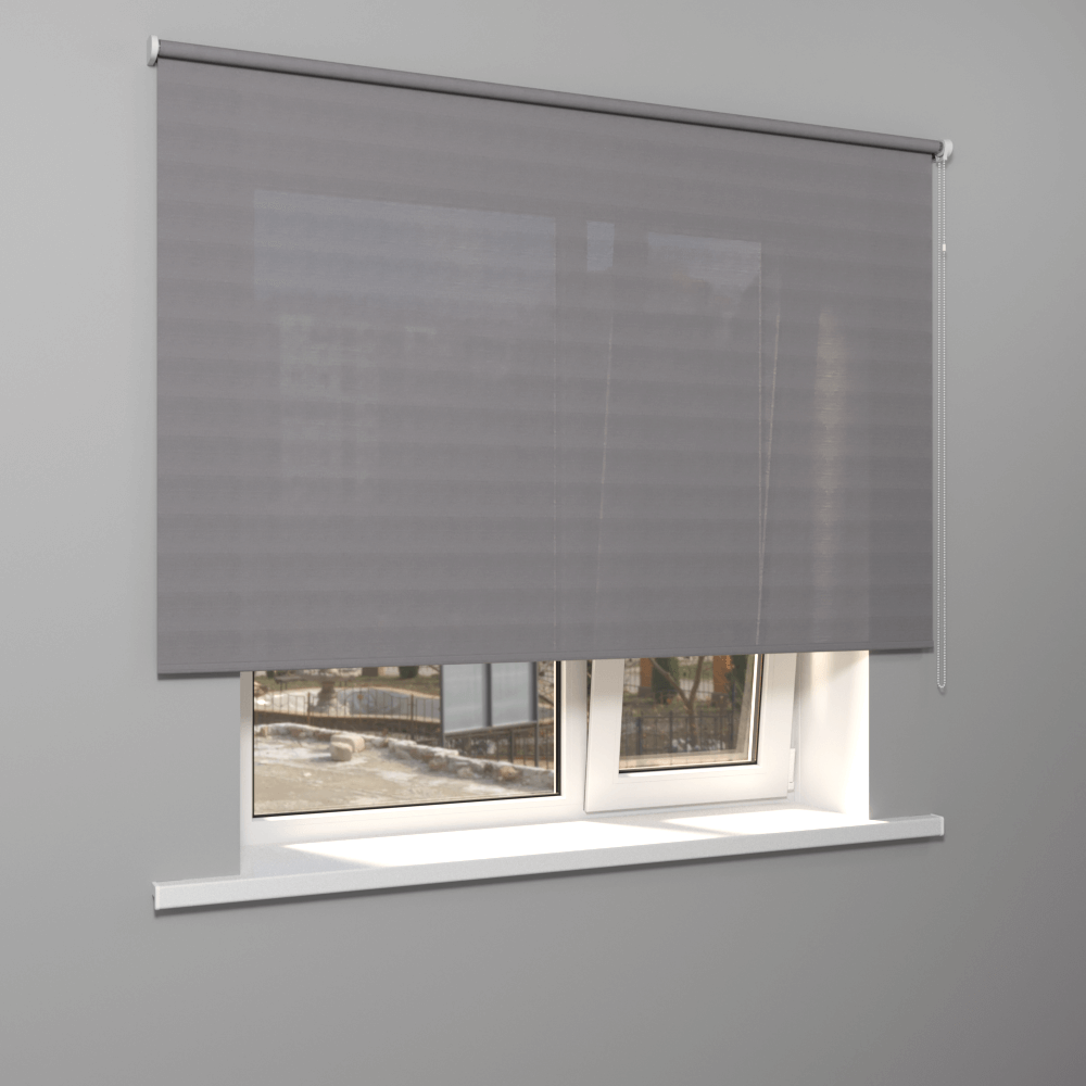 Рулонная штора «Стандарт» фурнитура Белая. Ткань коллекции «Тэсиро» Светло-серый