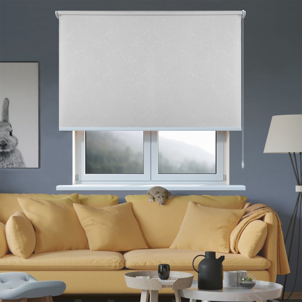 Рулонная штора «Toledo» ø28 фурнитура Белая. Ткань коллекции «Родонит» Белая