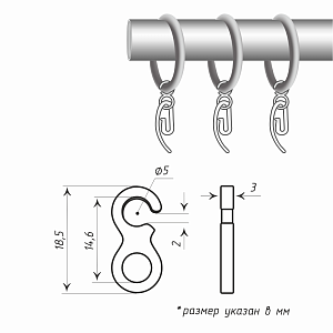 изображение крючок с ушком 5 мм упак. 60 шт на olexdeco.ru