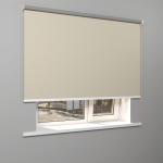 Рулонная штора «Moncada» ø38 фурнитура Белая. Ткань коллекции «Плэин» Silver  Blackout Айвори