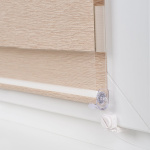 Рулонная штора «Мини День-Ночь» фурнитура Белая. Ткань коллекции «Саванна» Шампань (компл. Besta)