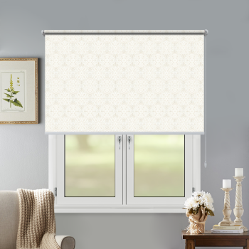 Рулонная штора «Toledo» ø28 фурнитура Белая. Ткань коллекции «Пандора» Жемчуг