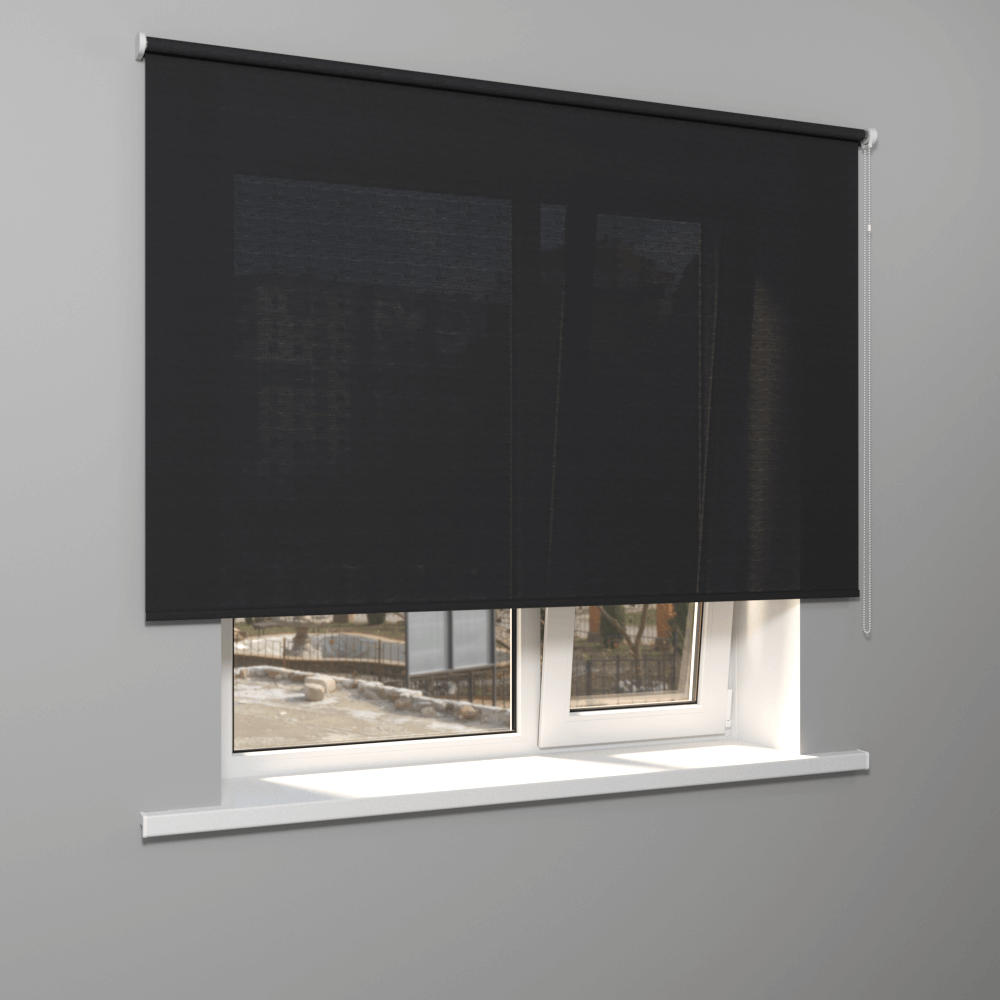 Рулонная штора «Стандарт» фурнитура Белая. Ткань коллекции «Тэсиро» Темно-серый