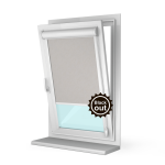 Рулонная штора «UNI 1» фурнитура Белая. Ткань коллекции «Шелк Blackout» Жемчуг