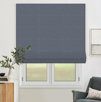 Римская штора черный подъем. мех. «Валенсия» Blackout Серо-синий («Мадрид» L=100 см H=170 см)