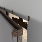 Рулонная штора «MGS» фурнитура Коричневая. Ткань коллекции «Тэсиро» Светло-серый