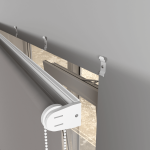 Рулонная штора «MGS» фурнитура Белая. Ткань коллекции «Плэин» Серый