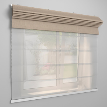 Римская штора «День-ночь» белый подъем. мех. инд.размер «Лен» Капучино («Твинс One Touch»)