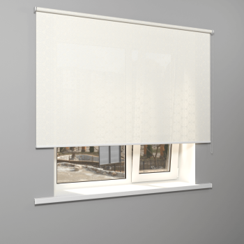 Рулонная штора «MGS» фурнитура Белая. Ткань коллекции «Пандора» Жемчуг глянец