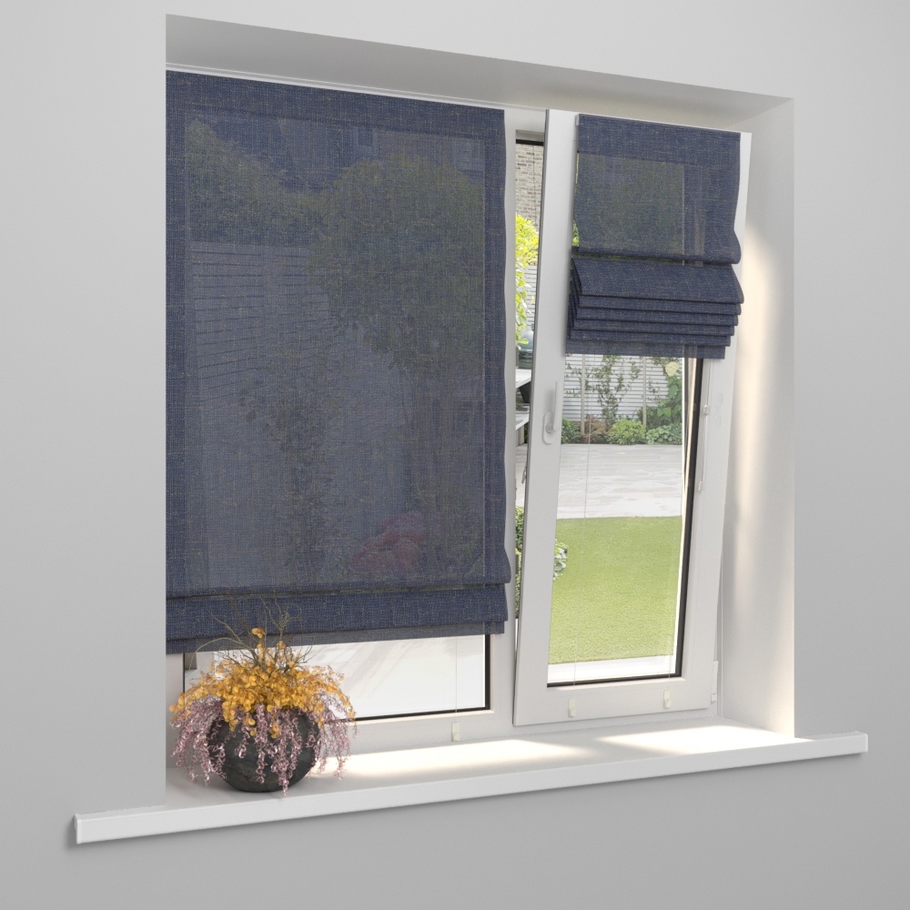 Римская штора «Тулон» индивидуальный размер «Лен» Темно-синий