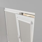 Рулонная штора «UNI 1» фурнитура Белая. Ткань коллекции «Плэин» Светло-серый