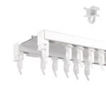 Двухрядный потолочный алюминиевый карниз «Прага» Белый (430-2 бегунок)