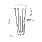 Крючок для штор 4 рожка 75/25 мм (Металл)