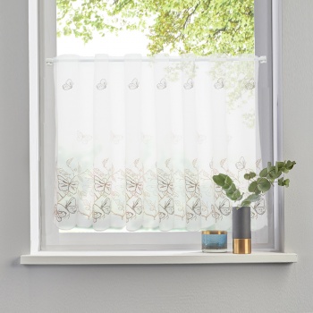 Штора-кафе «Butterfly» бежево-серый высота 60см (Ширина 127см)