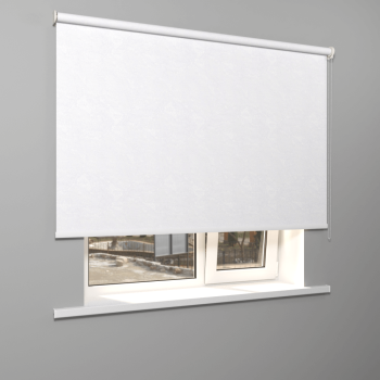 Рулонная штора «Moncada» ø38 фурнитура Белая. Ткань коллекции «Шелк» Белый