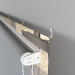 Рулонная штора «MGS» фурнитура Белая. Ткань коллекции «Аканта» Silver Blackout Серая