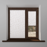 Рулонная штора «UNI 2» фурнитура Коричневая. Ткань коллекции «Одуванчик» Белый