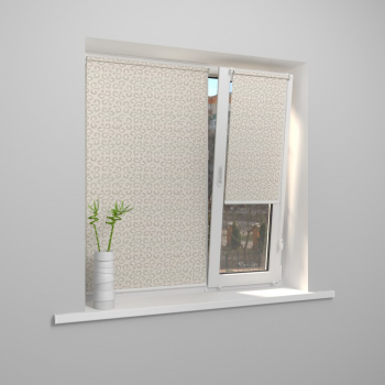 Рулонная штора «Мини» фурнитура Белая. Ткань коллекции «Эмволо» Жемчуг (компл. Besta)