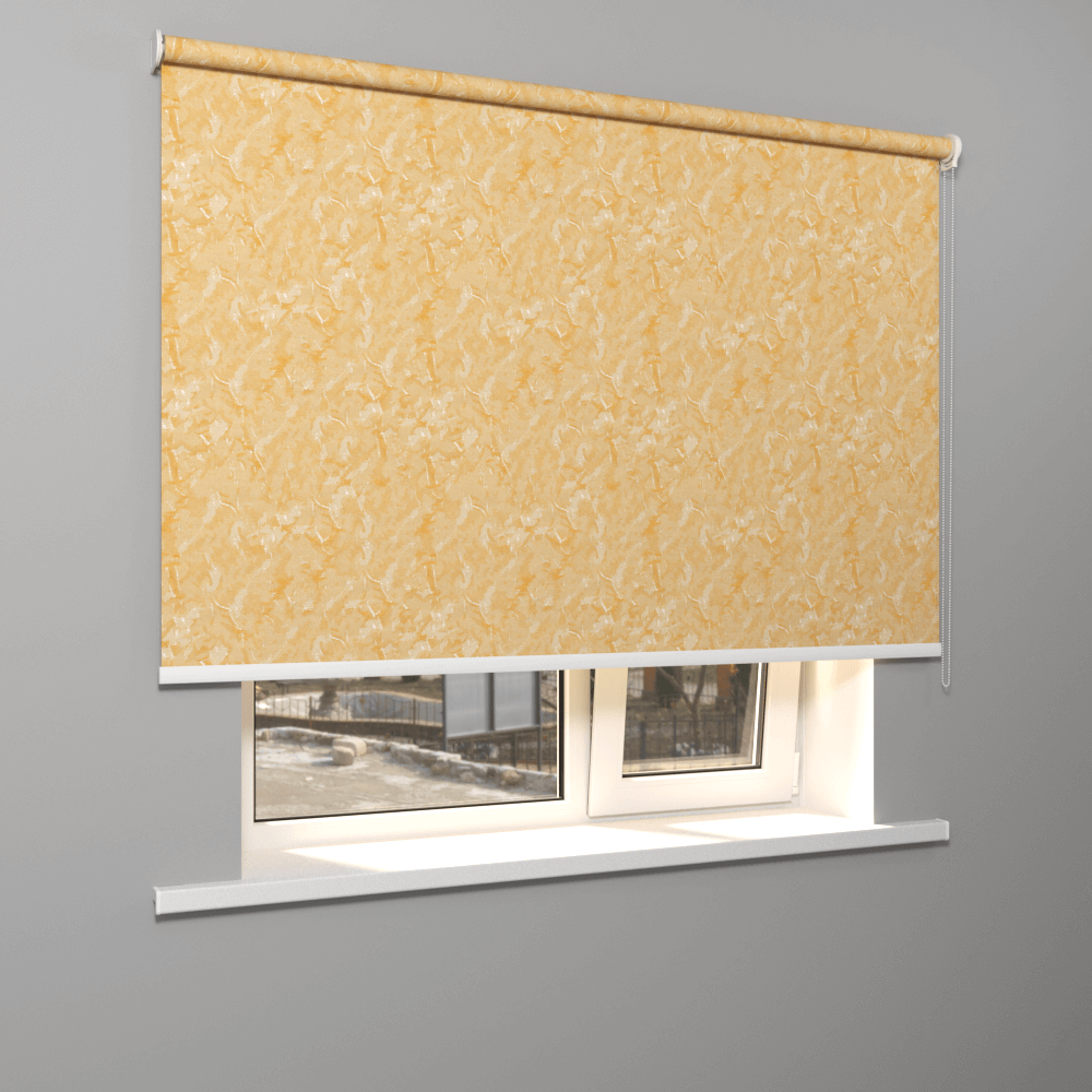 Рулонная штора «Moncada» ø38 фурнитура Белая. Ткань коллекции «Шелк» Песок