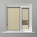 Рулонная штора «UNI 2» фурнитура Темно-серая. Ткань коллекции «Плэин» Айвори-беж