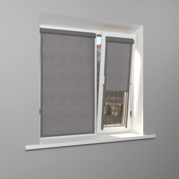 Рулонная штора «UNI 2» фурнитура Темно-серая. Ткань коллекции «Тэсиро» Светло-серый (компл. Bestа)